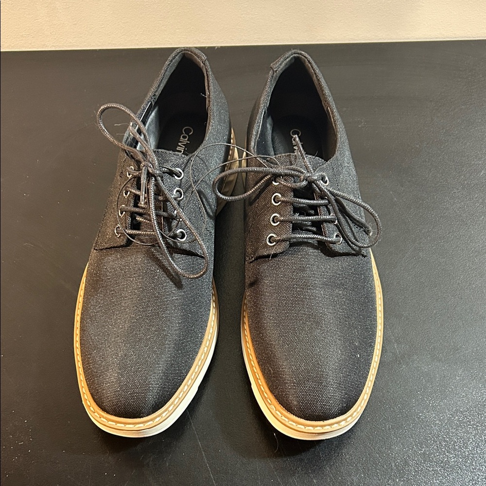Calvin Klein Men's Black Oxfords with Tan‎ Sole